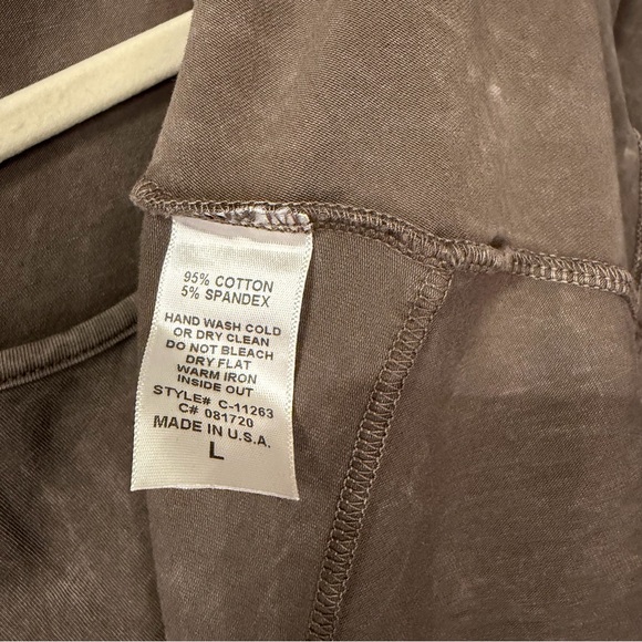 Chatoyant Brown Mineral Wash Peplum Long Sleeve Top - Size L - Picture 4 of 4